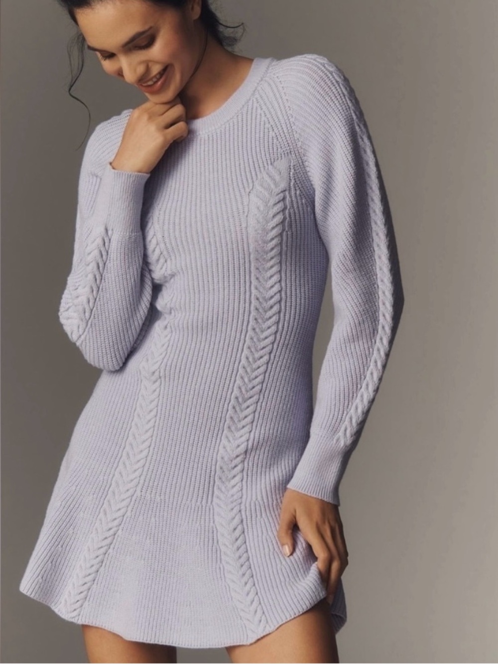 Anthropology Cable-Knit Sweater Knit Skater Dress